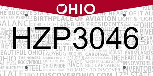 HZP3046 Ohio License Plate