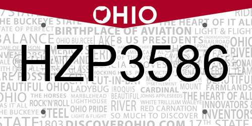 HZP3586 Ohio License Plate