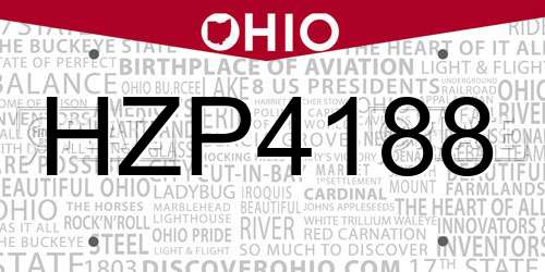 HZP4188 Ohio License Plate