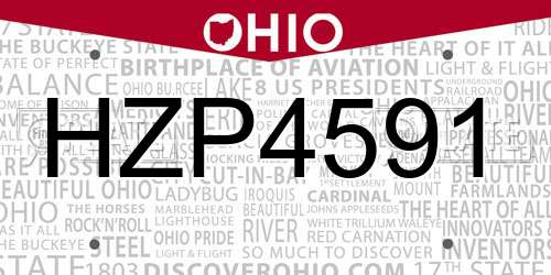 HZP4591 Ohio License Plate