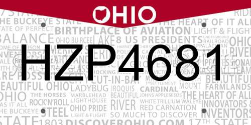 HZP4681 Ohio License Plate