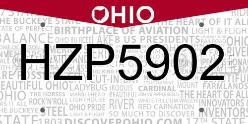 HZP5902 Ohio License Plate