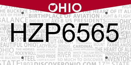 HZP6565 Ohio License Plate