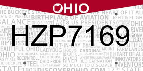 HZP7169 Ohio License Plate