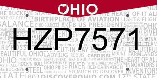 HZP7571 Ohio License Plate
