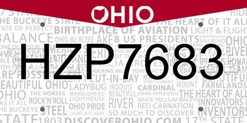 HZP7683 Ohio License Plate