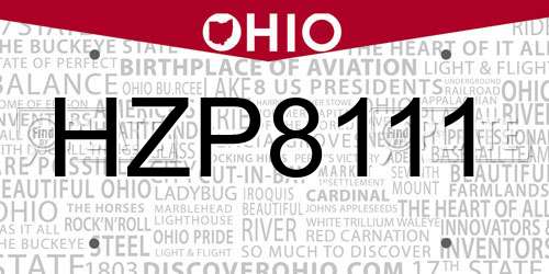 HZP8111 Ohio License Plate
