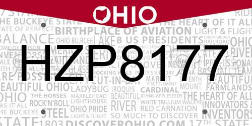 HZP8177 Ohio License Plate