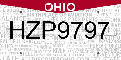 HZP9797 Ohio License Plate