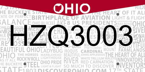 HZQ3003 Ohio License Plate