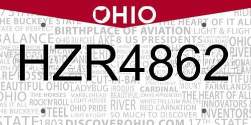HZR4862 Ohio License Plate