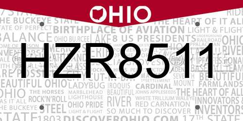 HZR8511 Ohio License Plate