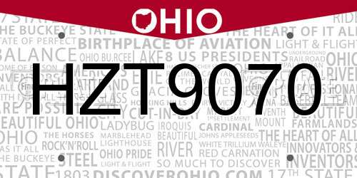 HZT9070 Ohio License Plate