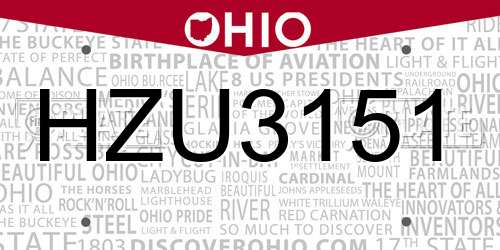 HZU3151 Ohio License Plate