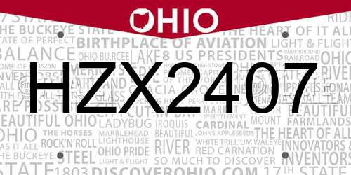 HZX2407 Ohio License Plate