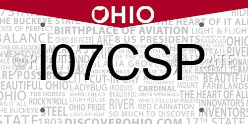 I07CSP Ohio License Plate