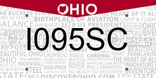 I095SC Ohio License Plate
