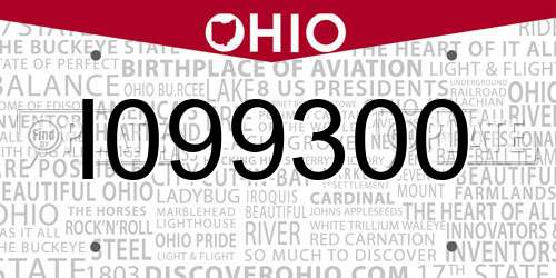 I099300 Ohio License Plate