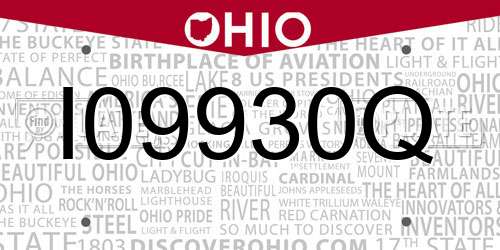 I09930Q Ohio License Plate