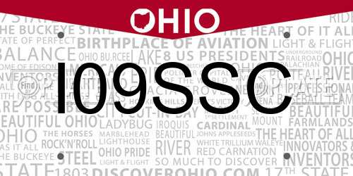 I09SSC Ohio License Plate