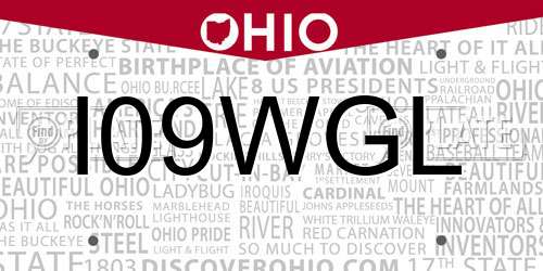 I09WGL Ohio License Plate
