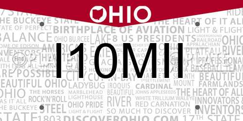 I10MII Ohio License Plate