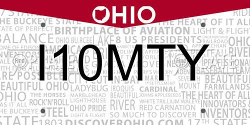 I10MTY Ohio License Plate
