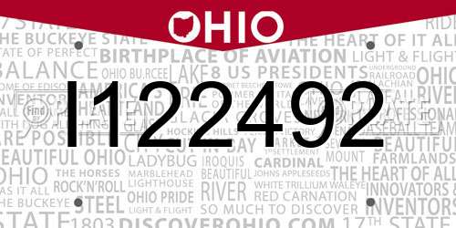 I122492 Ohio License Plate