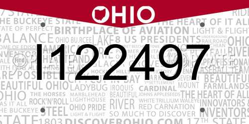 I122497 Ohio License Plate