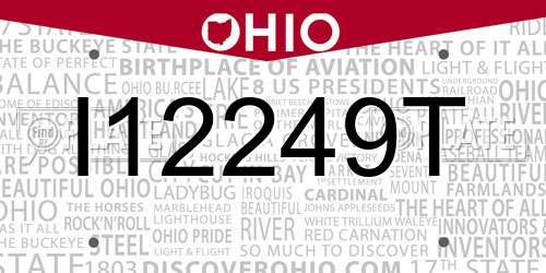 I12249T Ohio License Plate