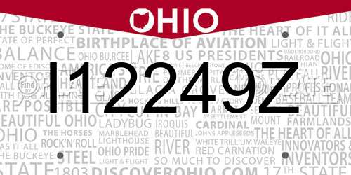 I12249Z Ohio License Plate