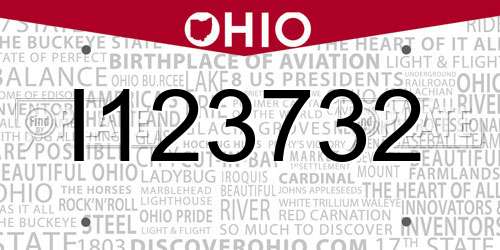 I123732 Ohio License Plate