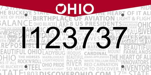 I123737 Ohio License Plate