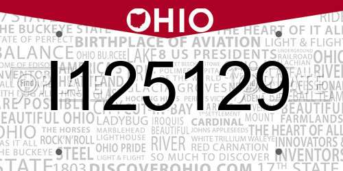 I125129 Ohio License Plate