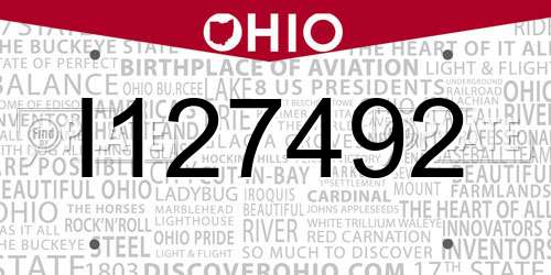 I127492 Ohio License Plate