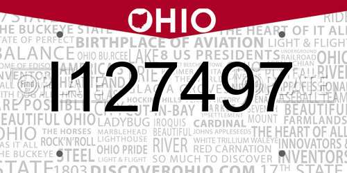 I127497 Ohio License Plate