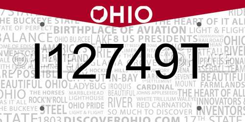 I12749T Ohio License Plate