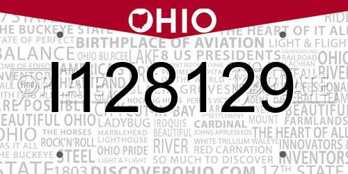 I128129 Ohio License Plate