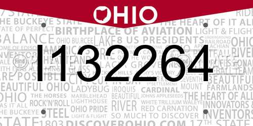 I132264 Ohio License Plate