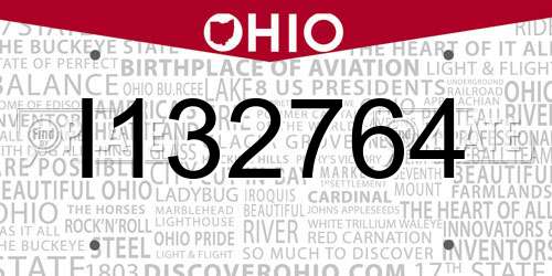 I132764 Ohio License Plate