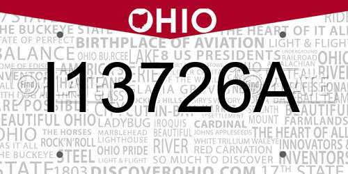I13726A Ohio License Plate