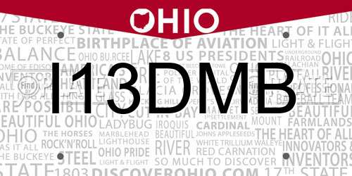 I13DMB Ohio License Plate