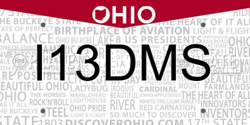 I13DMS Ohio License Plate