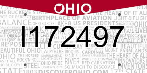 I172497 Ohio License Plate