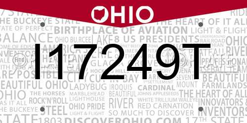 I17249T Ohio License Plate