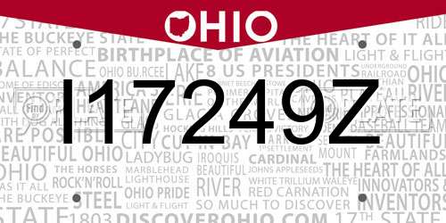 I17249Z Ohio License Plate