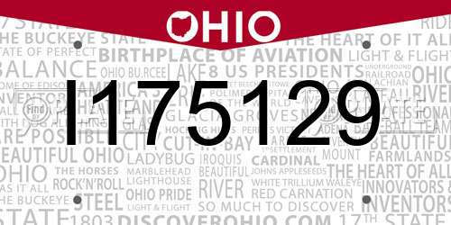 I175129 Ohio License Plate