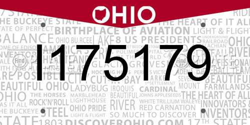 I175179 Ohio License Plate