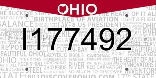 I177492 Ohio License Plate