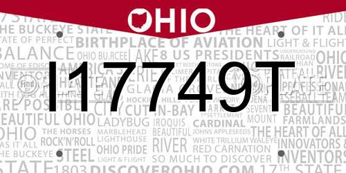 I17749T Ohio License Plate